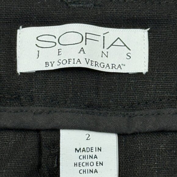 Sofia Vergara Jeans Women's Linen Blend High Rise Belted Black Shorts Size 2 NWT - Picture 5 of 11